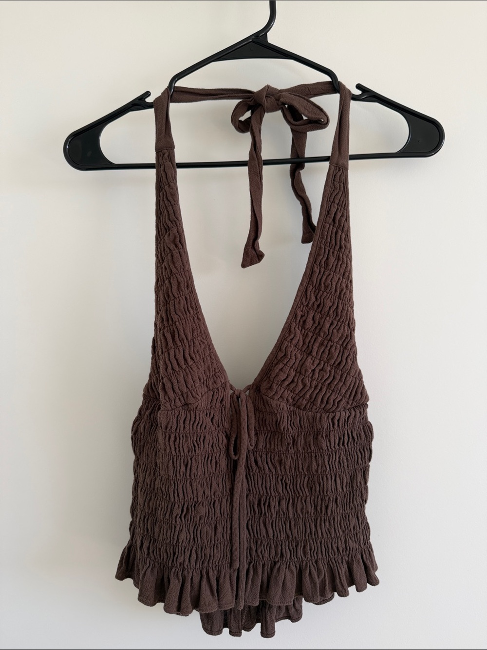 Olivaceous Brown Smocked Halter Top